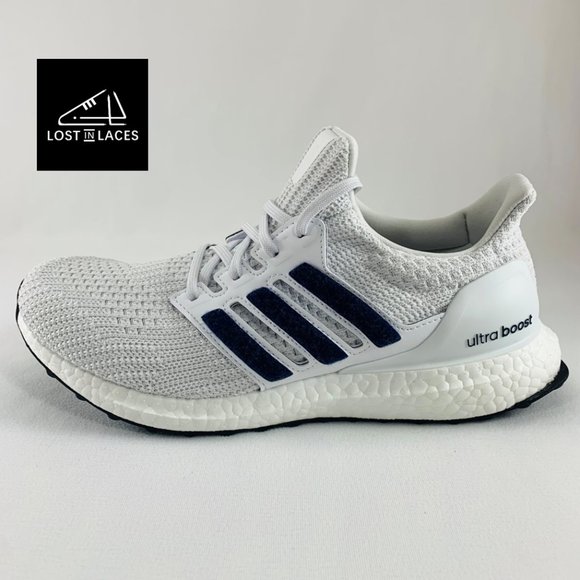 Adidas UltraBoost 4.0 DNA White Navy Blue (Men's Sizes) New Running Shoes FY9337 - Picture 1 of 7